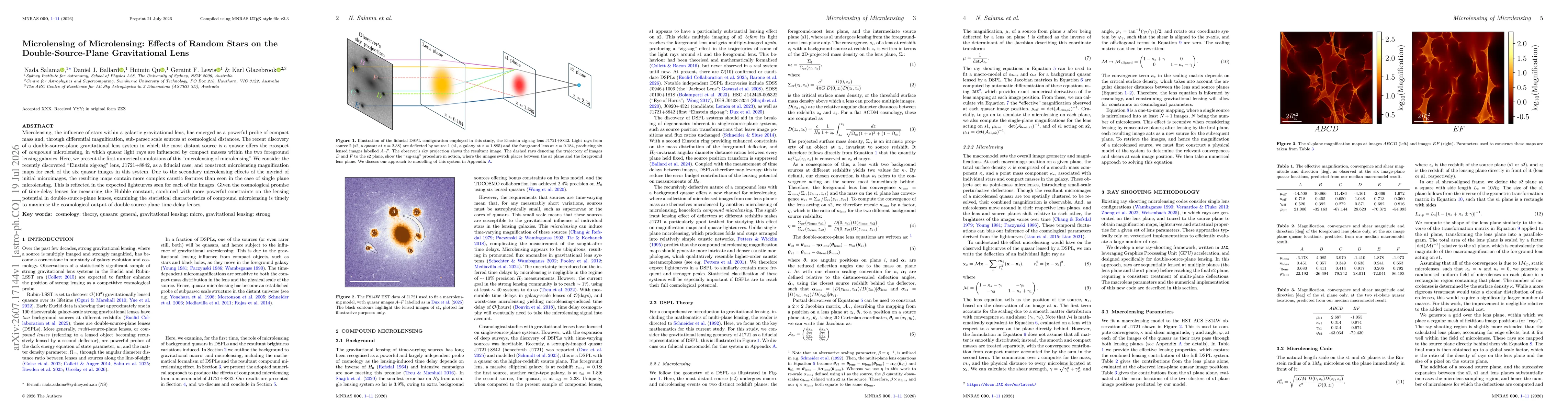 Thumbnail for Microlensing of Microlensing: Effects of Random Stars on the Double-Source-Plane Gravitational Lens