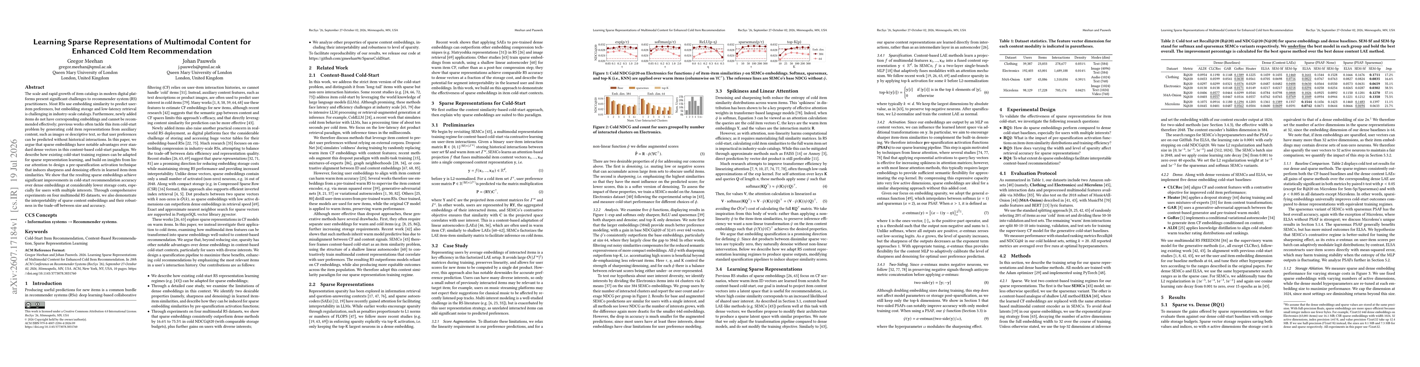 Thumbnail for Learning Sparse Representations of Multimodal Content for Enhanced Cold Item Recommendation