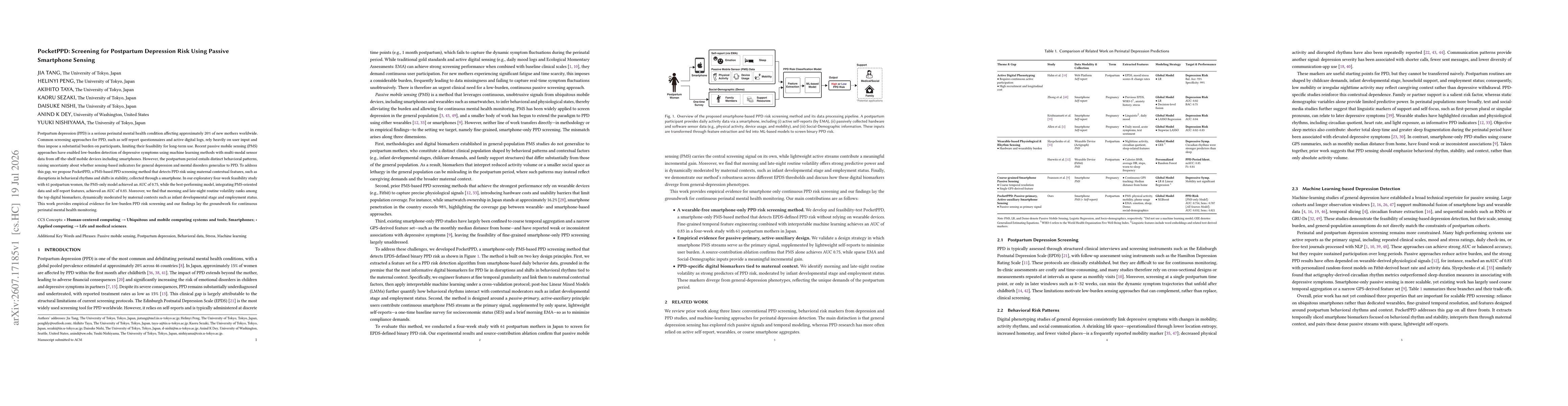 Thumbnail for PocketPPD: Screening for Postpartum Depression Risk Using Passive Smartphone Sensing