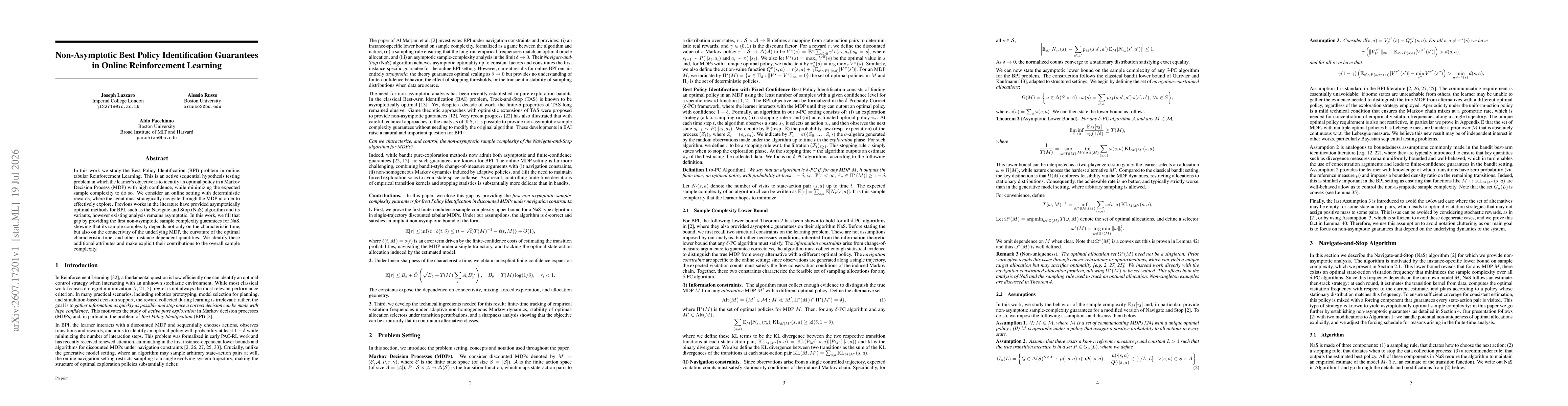 Thumbnail for Non-Asymptotic Best Policy Identification Guarantees in Online Reinforcement Learning