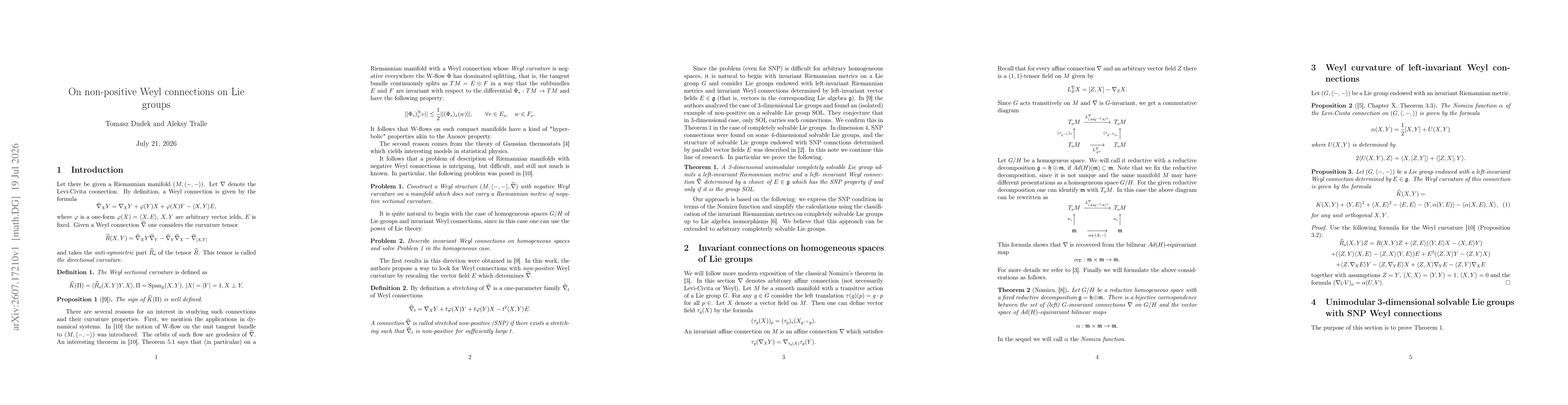 Thumbnail for On non-positive Weyl connection on Lie groups
