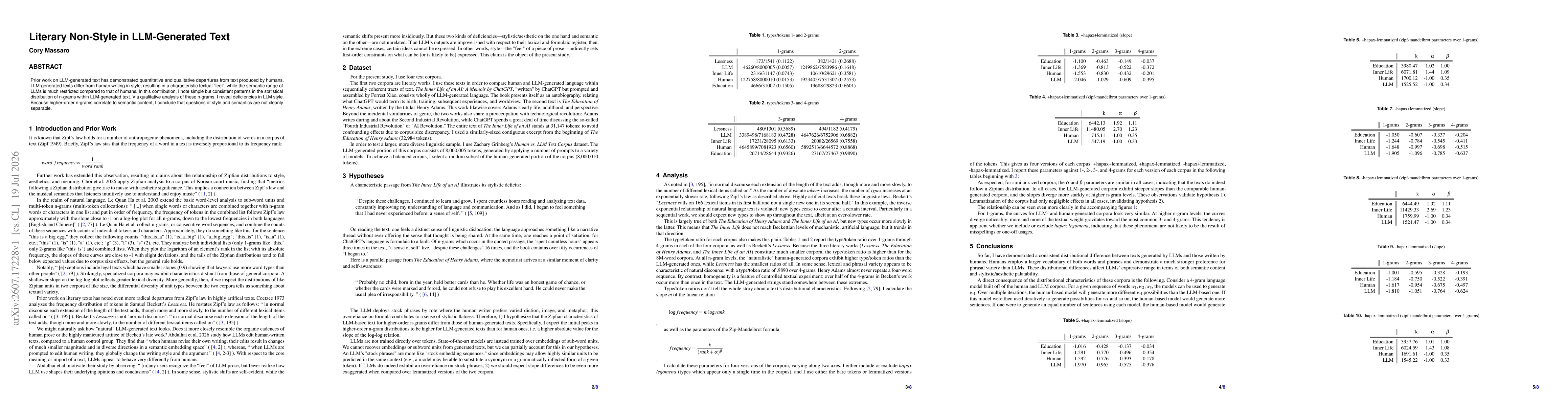 Thumbnail for Literary Non-Style in LLM-Generated Text