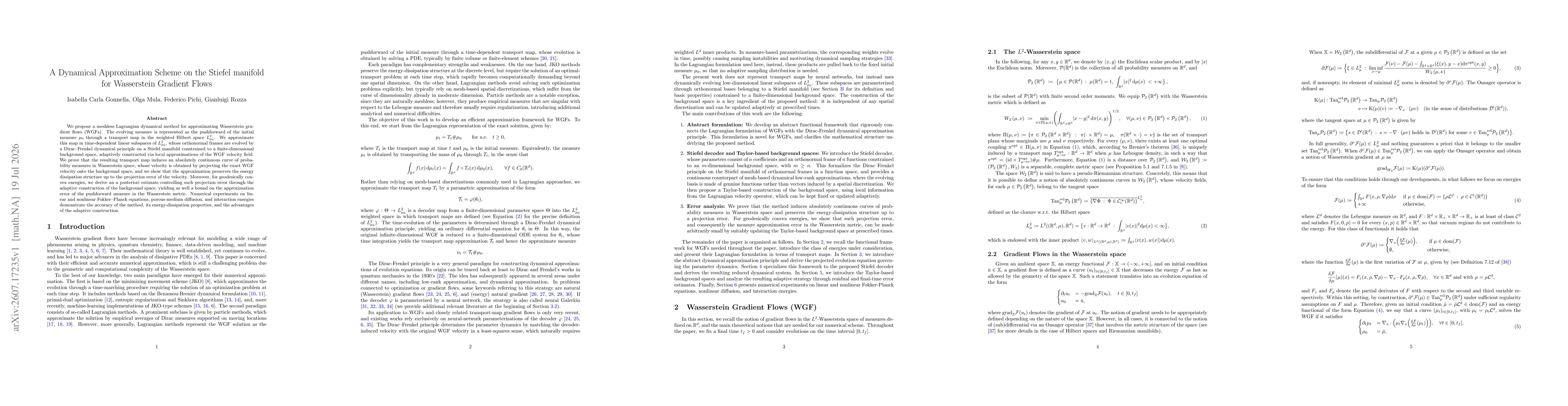 Thumbnail for A Dynamical Approximation Scheme on the Stiefel manifold for Wasserstein Gradient Flows