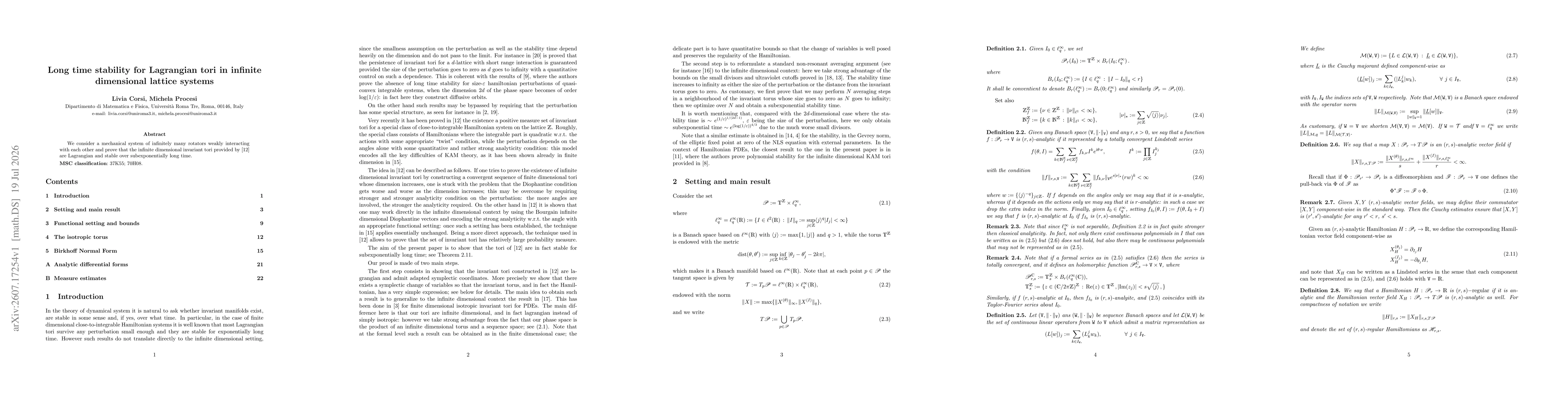 Thumbnail for Long time stability for Lagrangian tori in infinite dimensional lattice systems