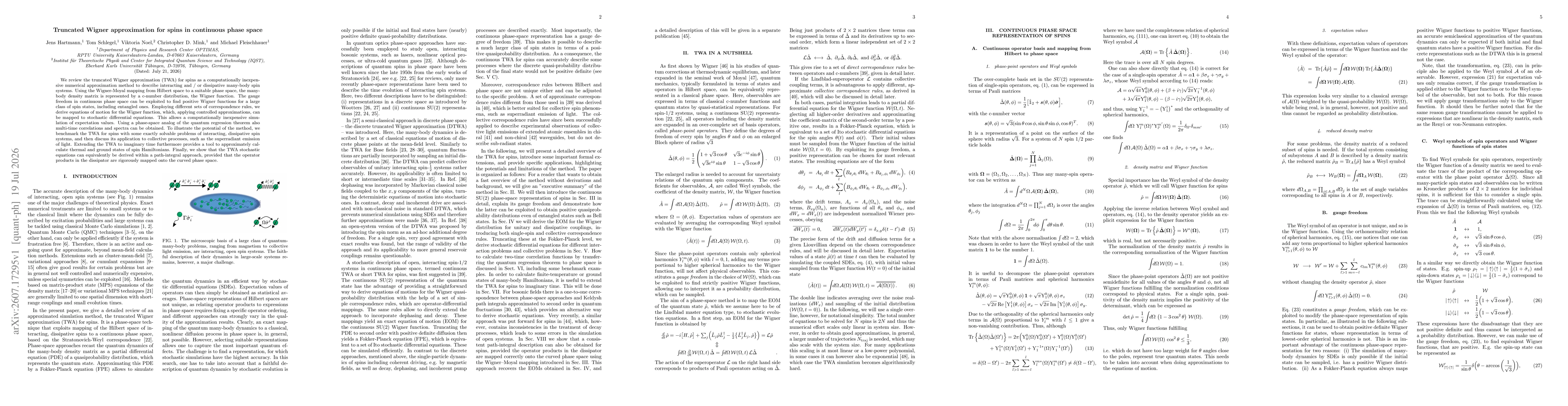 Thumbnail for Truncated Wigner approximation for spins in continuous phase space