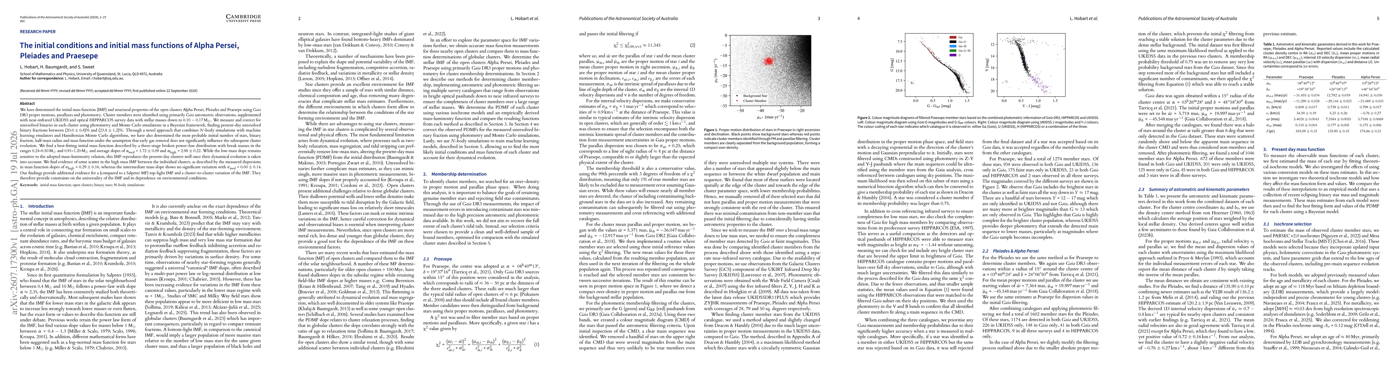 Thumbnail for The initial conditions and initial mass functions of Alpha Persei, Pleiades and Praesepe