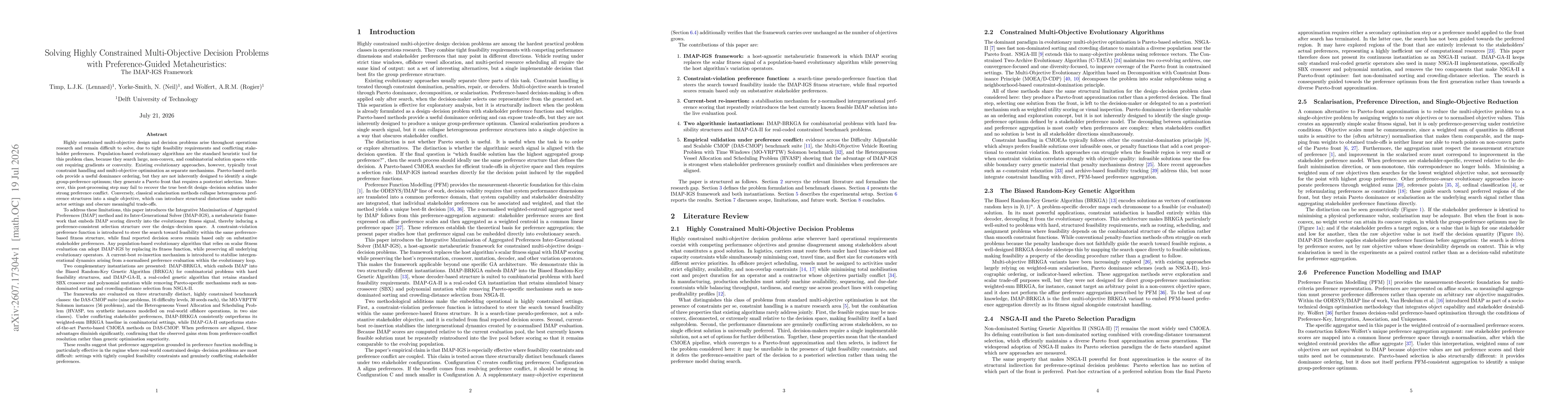 Thumbnail for Solving Highly Constrained Multi-Objective Decision Problems with the IMAP-IGS Preference-Guided Metaheuristic Framework
