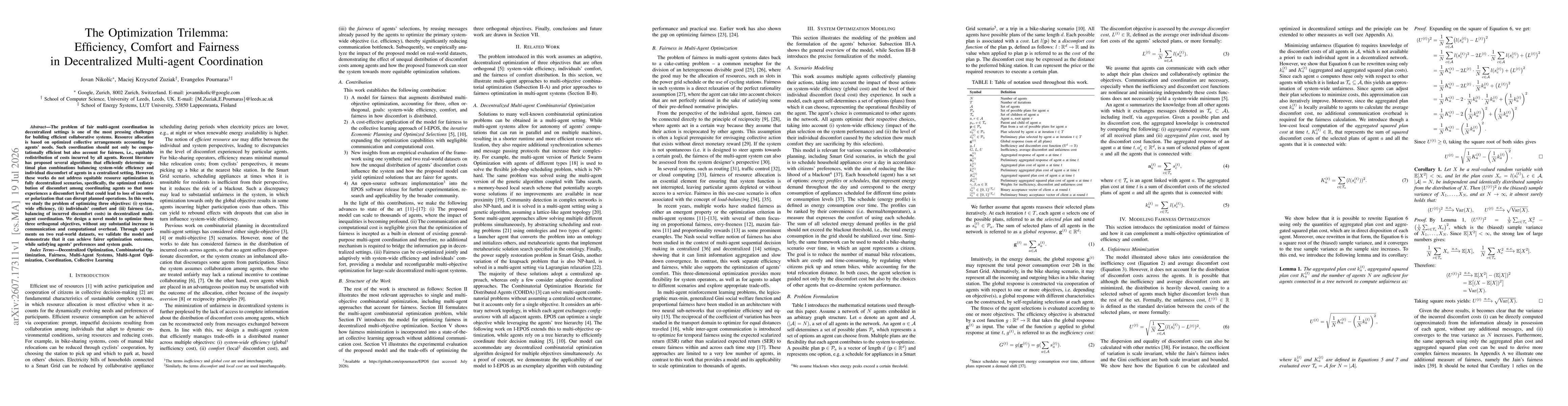 Thumbnail for The Optimization Trilemma: Efficiency, Comfort and Fairness in Decentralized Multi-agent Coordination