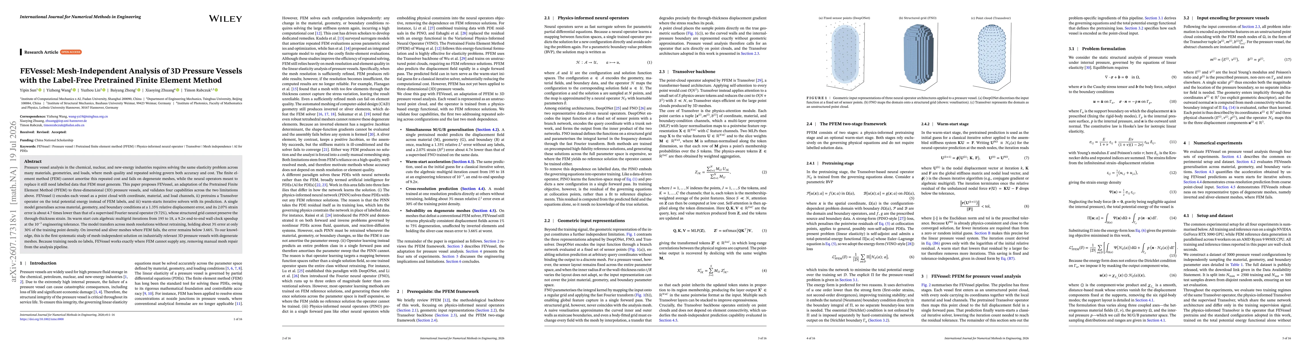 Thumbnail for FEVessel: Mesh-Independent Analysis of 3D Pressure Vessels with the Label-Free Pretrained Finite Element Method