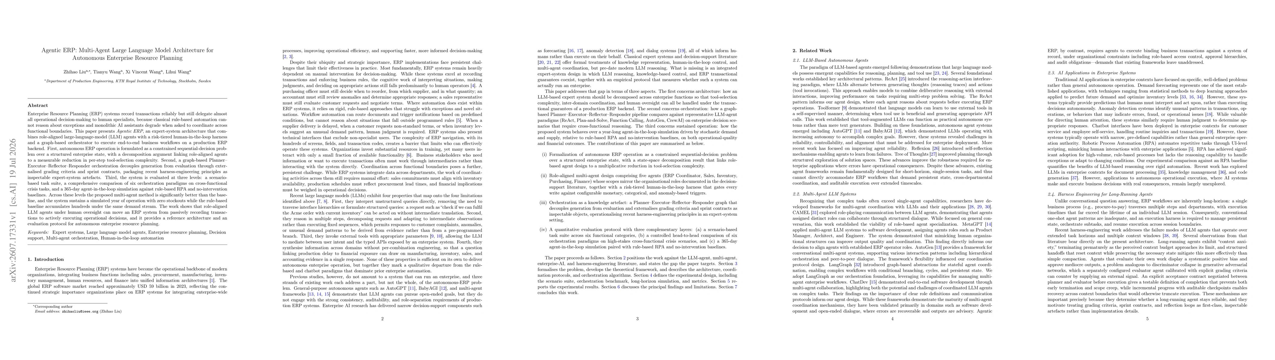 Thumbnail for Agentic ERP: Multi-Agent Large Language Model Architecture for Autonomous Enterprise Resource Planning
