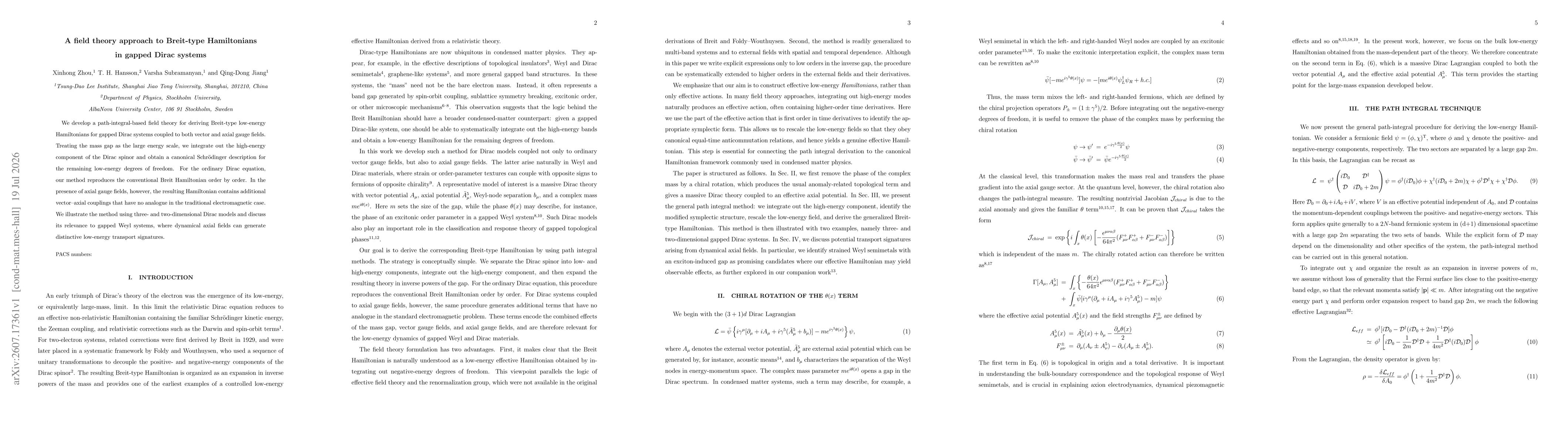 Thumbnail for A field theory approach to Breit-type Hamiltonians in gapped Dirac systems