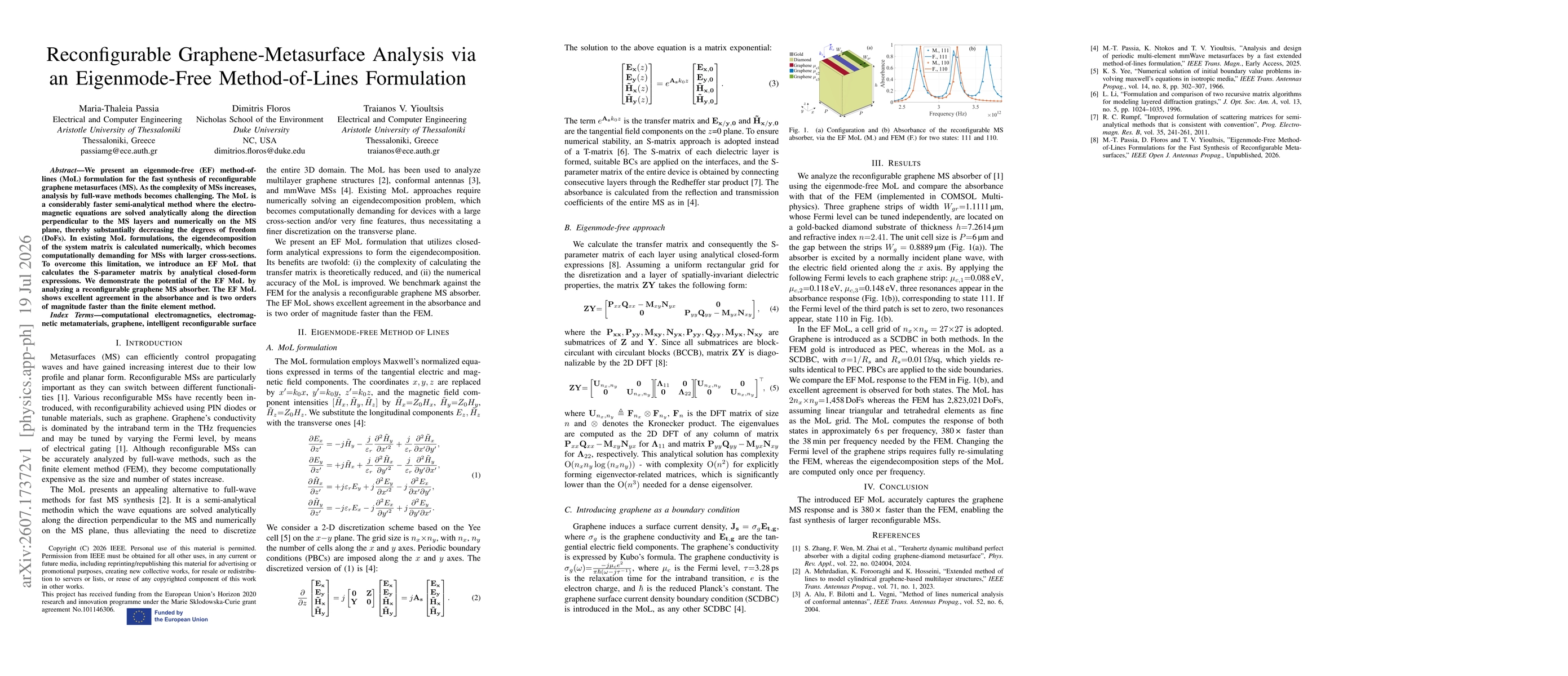 Thumbnail for Reconfigurable Graphene-Metasurface Analysis via an Eigenmode-Free Method-of-Lines Formulation
