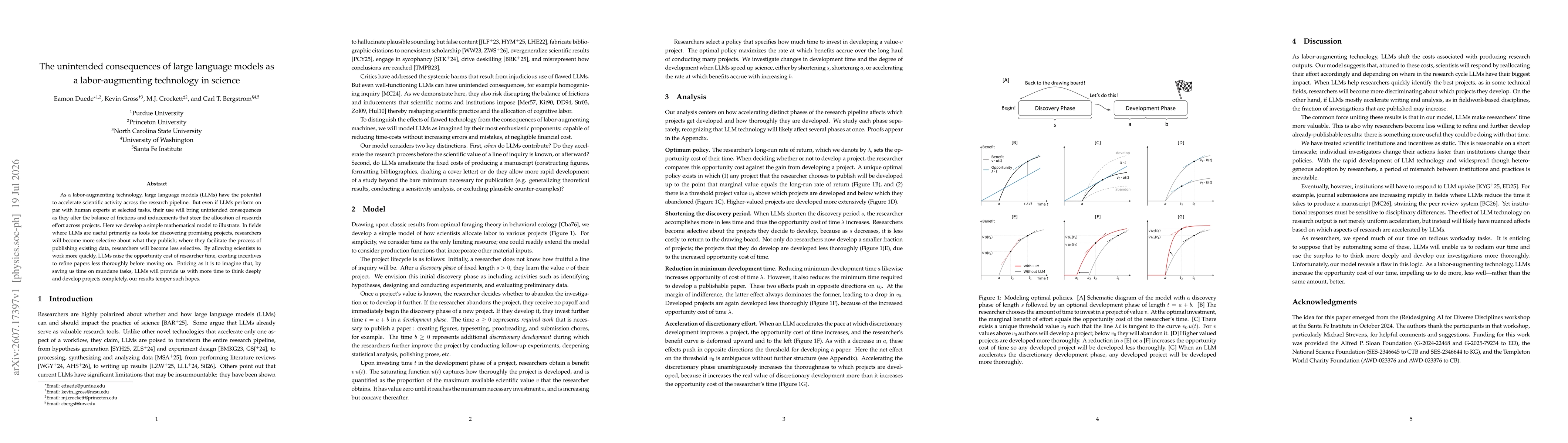 Thumbnail for The unintended consequences of large language models as a labor-augmenting technology in science