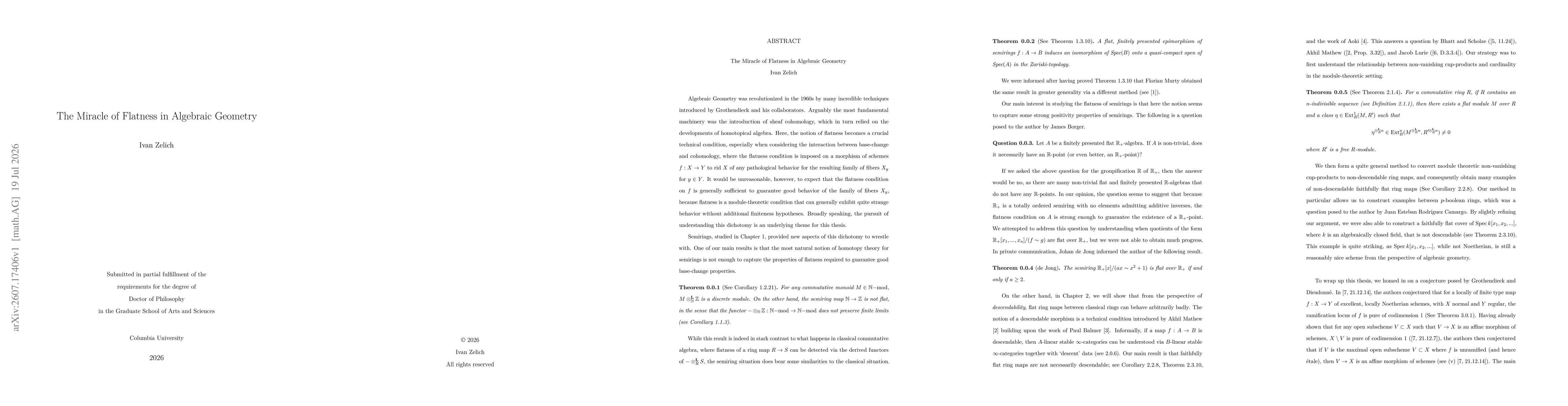 Thumbnail for The Miracle of Flatness in Algebraic Geometry
