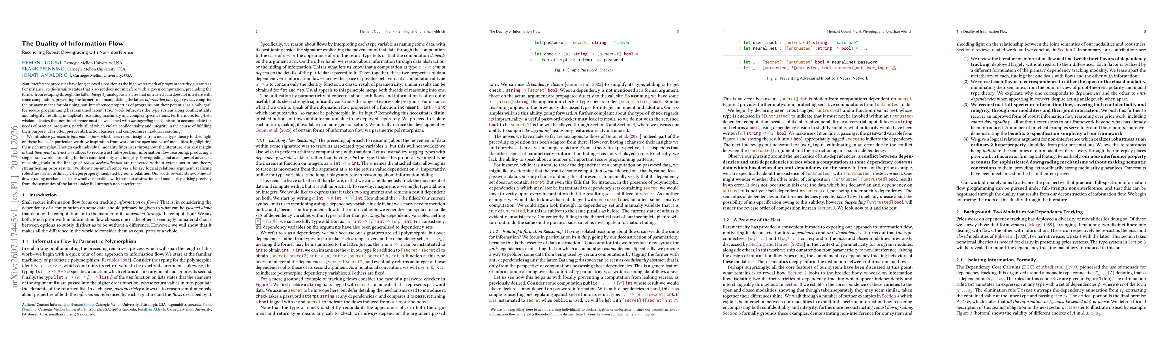 Thumbnail for The Duality of Information Flow: Reconciling Robust Downgrading with Non-Interference
