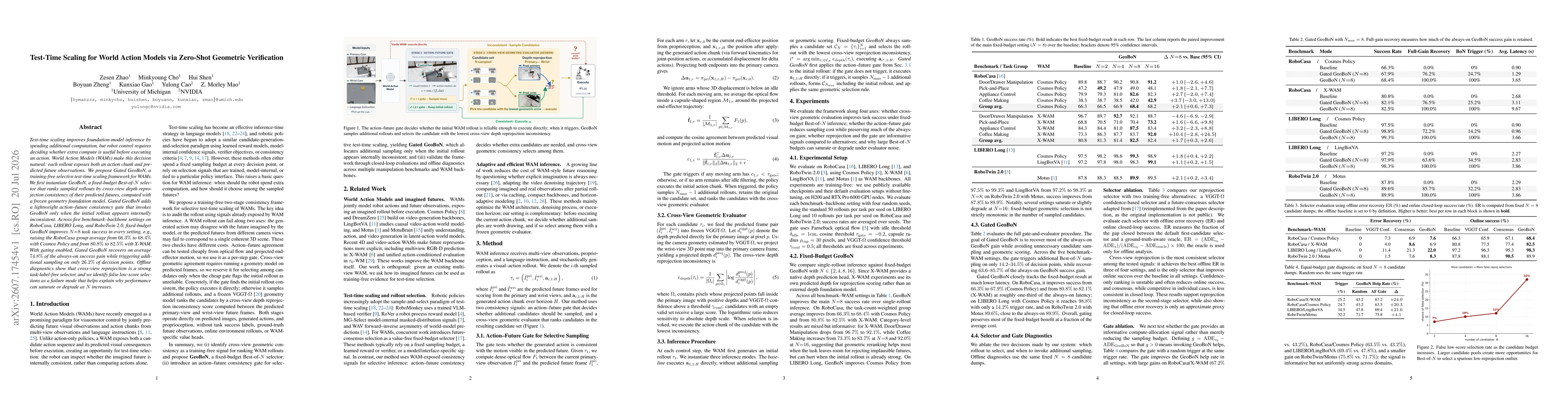 Thumbnail for Test-Time Scaling for World Action Models via Zero-Shot Geometric Evaluation