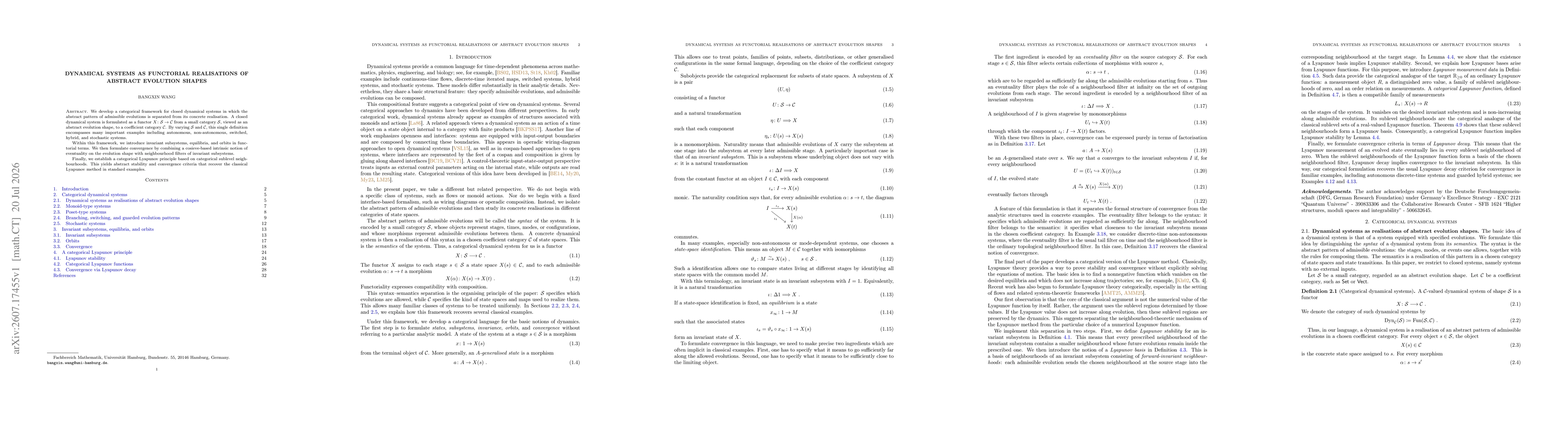 Thumbnail for Dynamical Systems as Functorial Realisations of Abstract Evolution Shapes