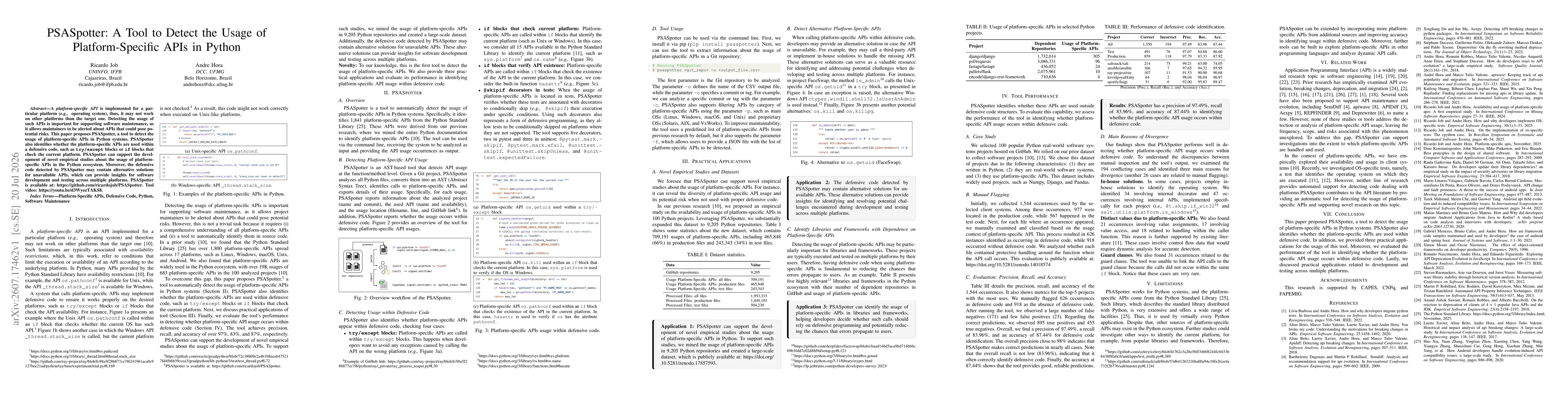 Thumbnail for PSASpotter: A Tool to Detect the Usage of Platform-Specific APIs in Python