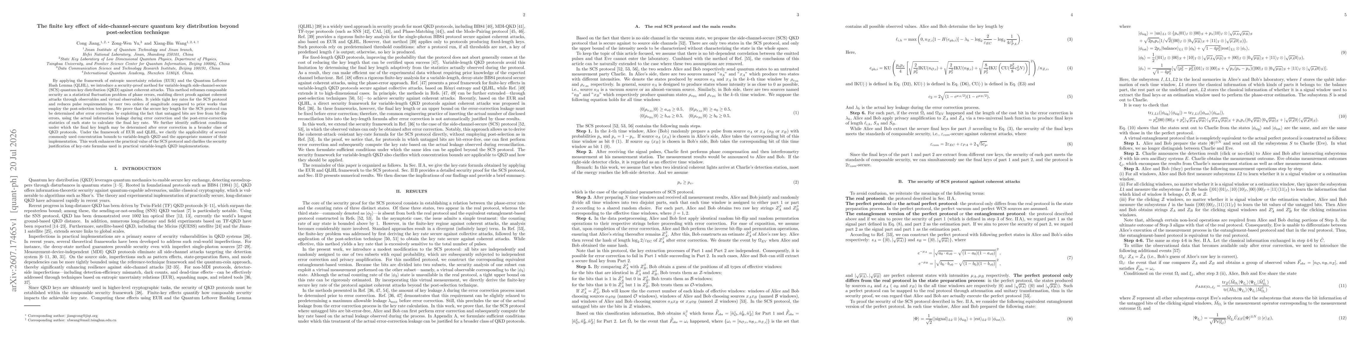 Thumbnail for The finite key effect of side-channel-secure quantum key distribution beyond post-selection technique