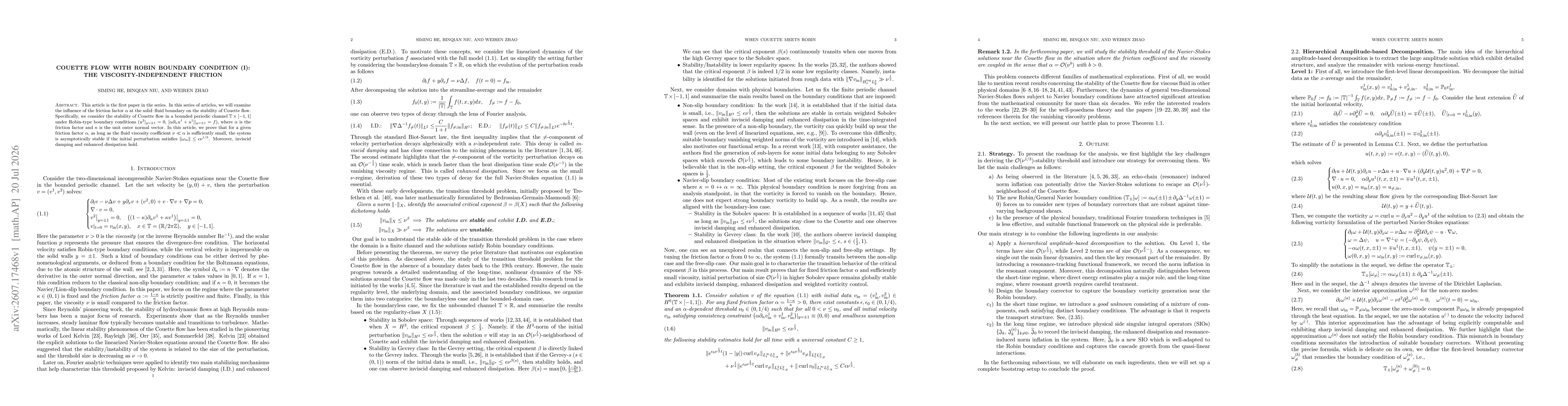 Thumbnail for Couette Flow with Robin Boundary Condition (I): the viscosity-independent friction