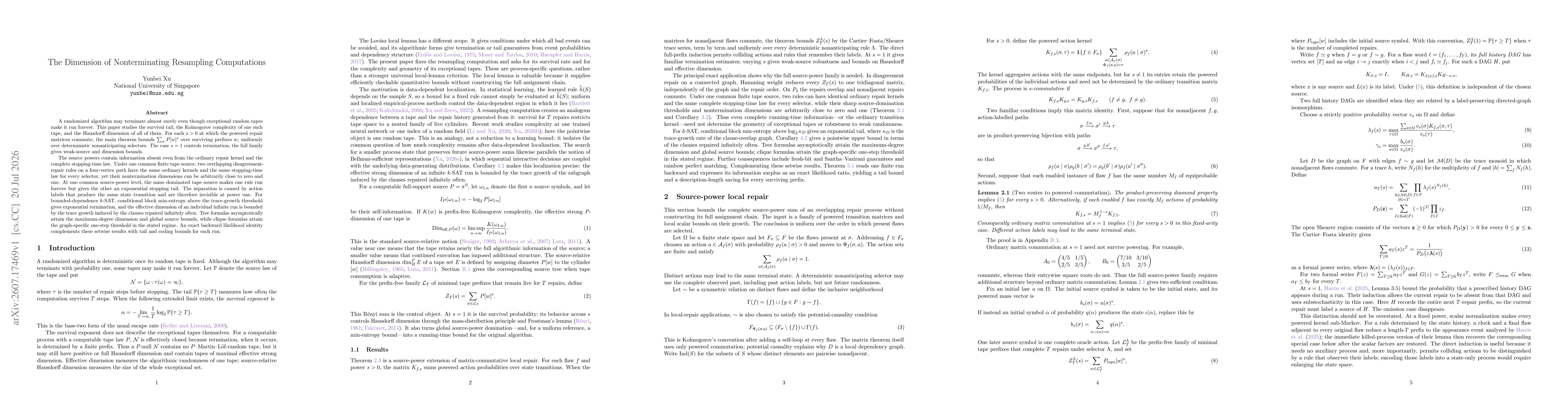Thumbnail for The Dimension of Nonterminating Resampling Computations