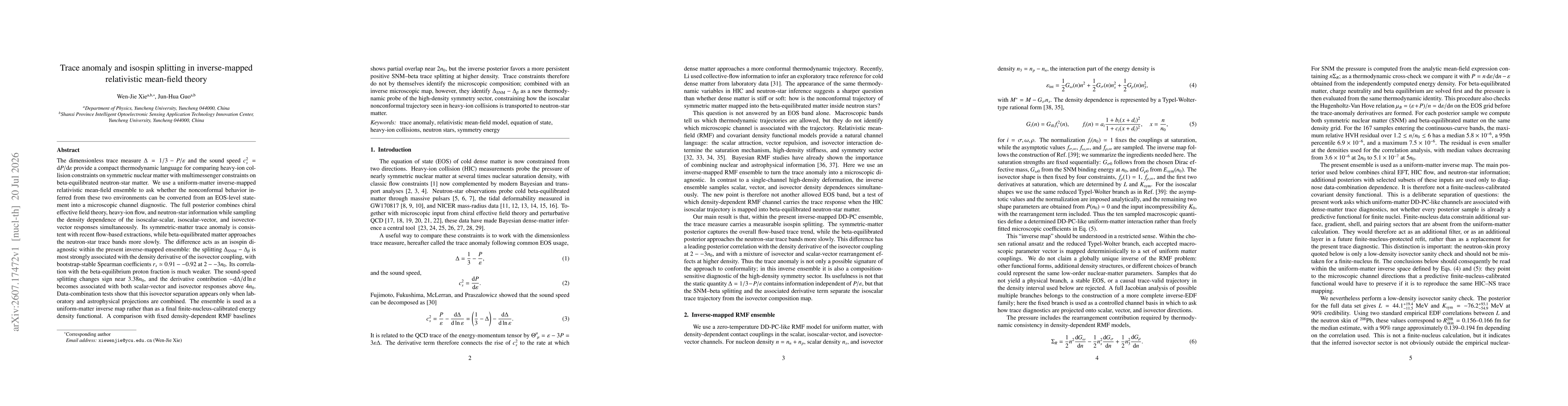 Thumbnail for Trace anomaly and isospin splitting in inverse-mapped relativistic mean-field theory