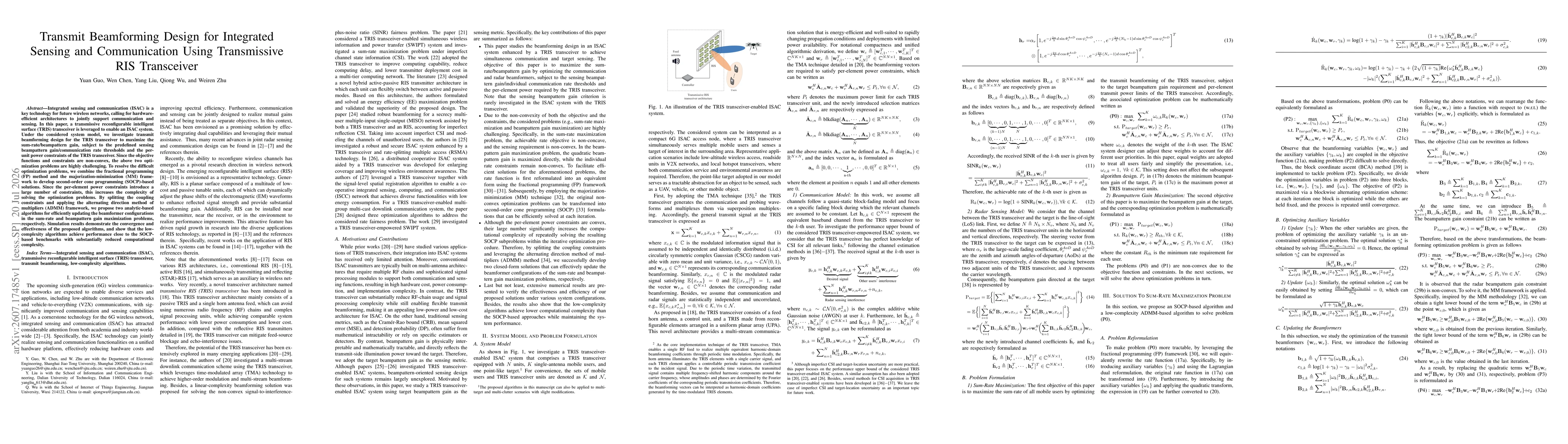Thumbnail for Transmit Beamforming Design for Integrated Sensing and Communication Using Transmissive RIS Transceiver