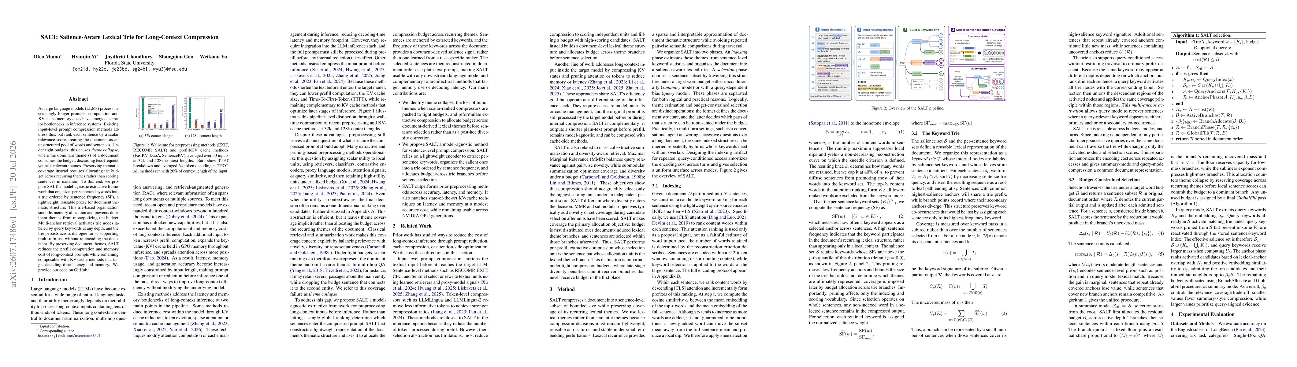 Thumbnail for SALT: Salience-Aware Lexical Trie for Long-Context Compression