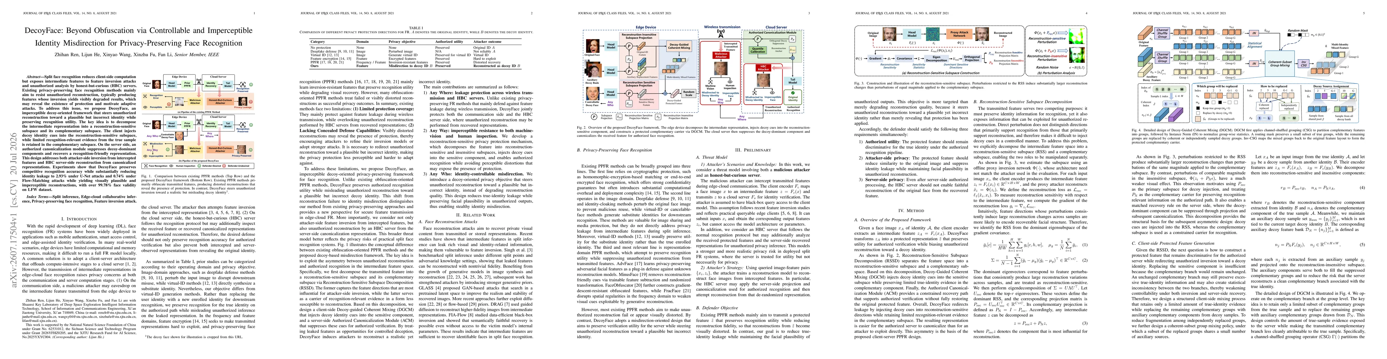 Thumbnail for DecoyFace: Beyond Obfuscation via Controllable and Imperceptible Identity Misdirection for Privacy-Preserving Face Recognition