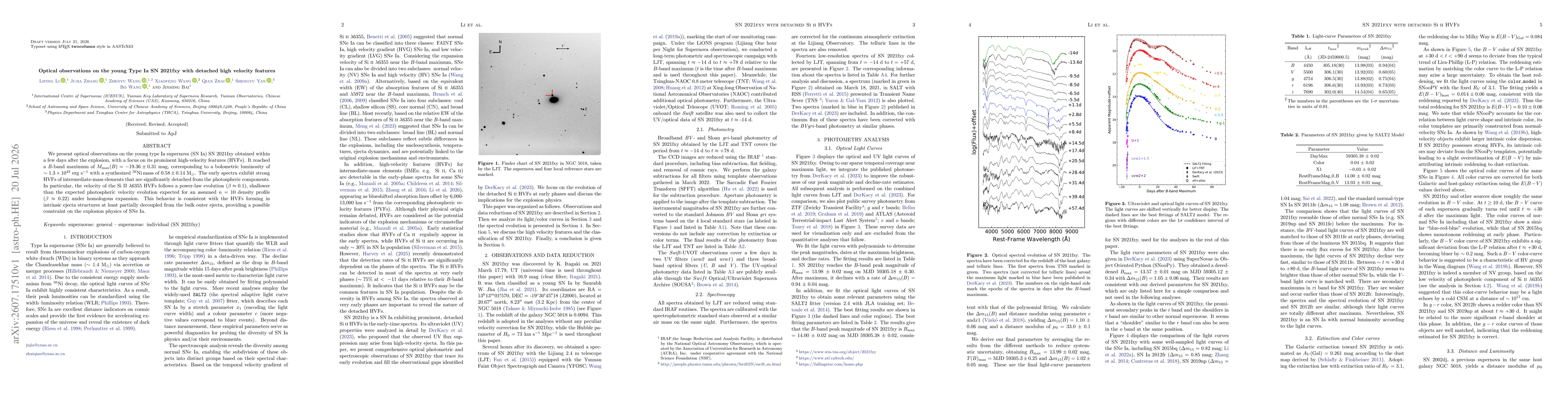 Thumbnail for Optical observations on the young Type Ia SN 2021fxy with detached high velocity features