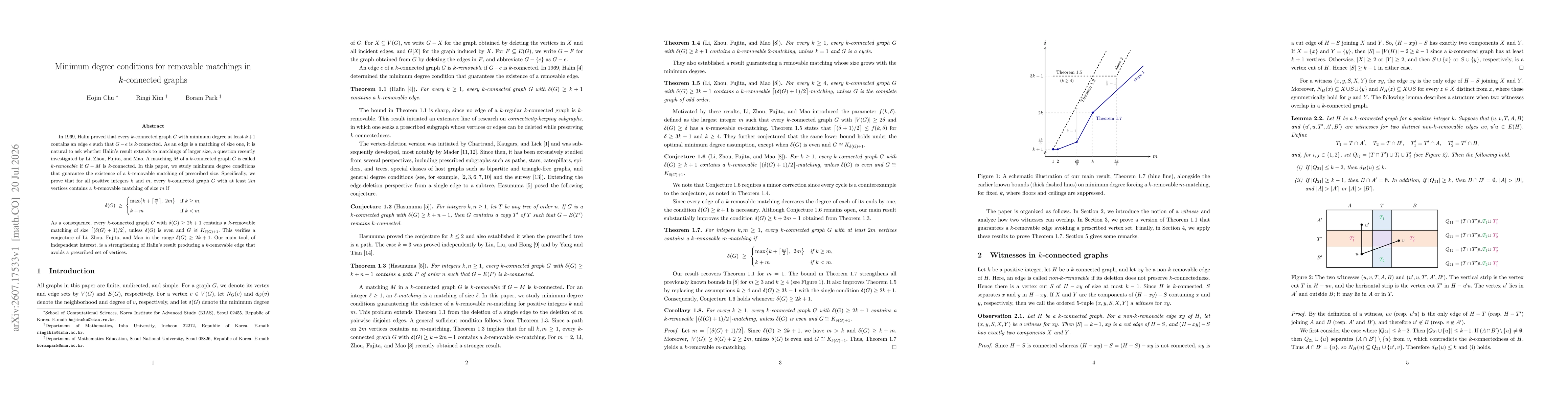Thumbnail for Minimum degree conditions for removable matchings in $k$-connected graphs