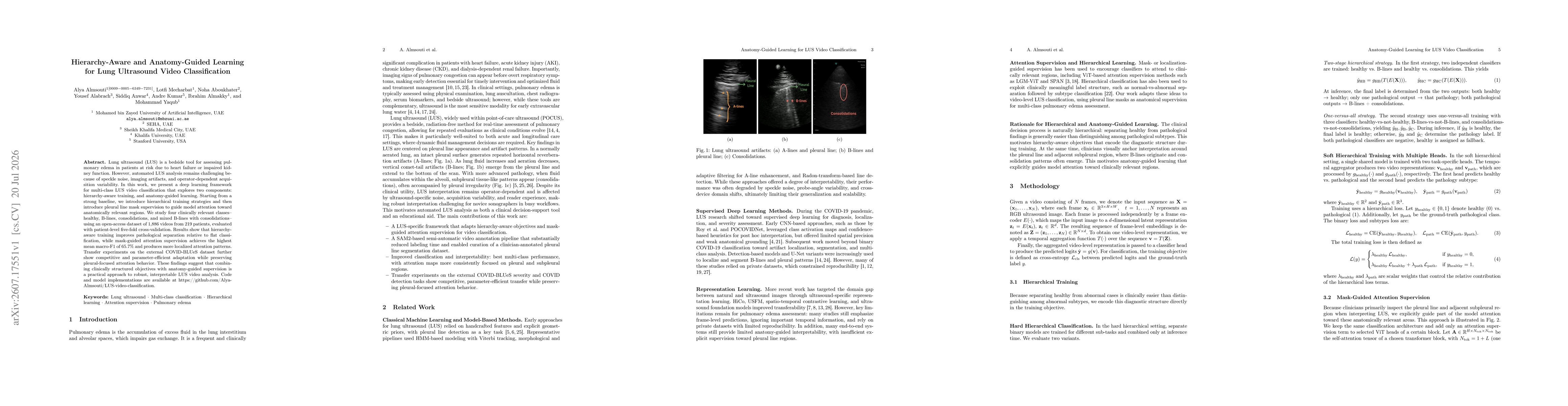 Thumbnail for Hierarchy-Aware and Anatomy-Guided Learning for Lung Ultrasound Video Classification