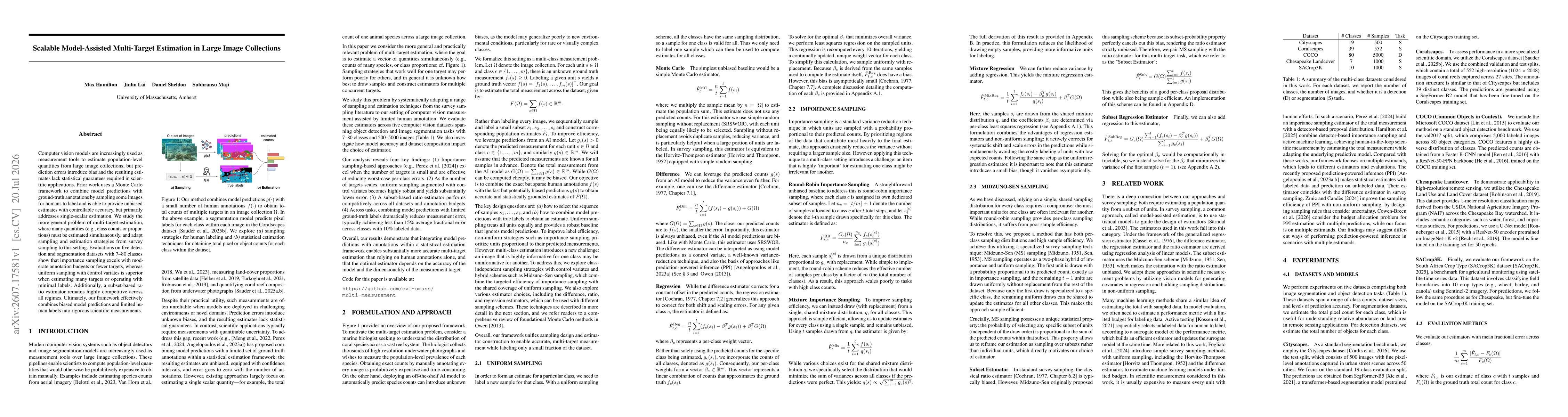 Thumbnail for Scalable Model-Assisted Multi-Target Estimation in Large Image Collections