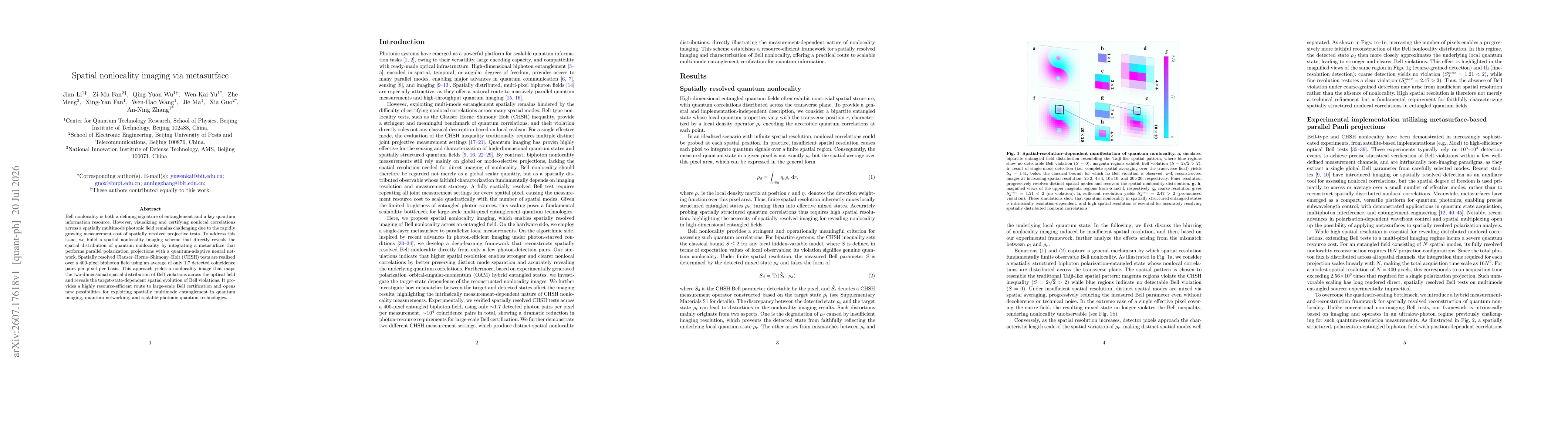 Thumbnail for Spatial nonlocality imaging via metasurface