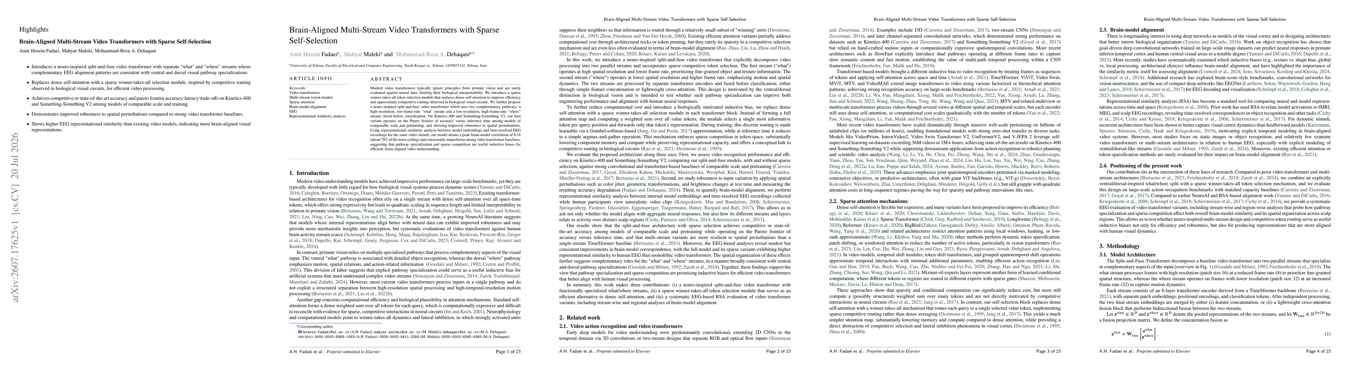 Thumbnail for Brain-Aligned Multi-Stream Video Transformers with Sparse Self-Selection