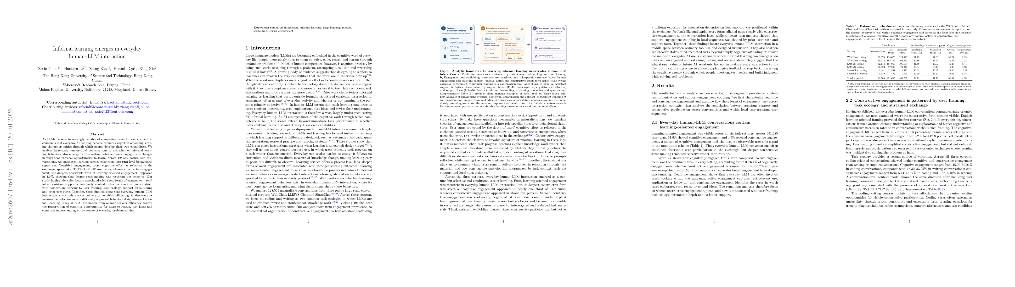Thumbnail for Informal Learning Emerges in Everyday Human-LLM Interaction