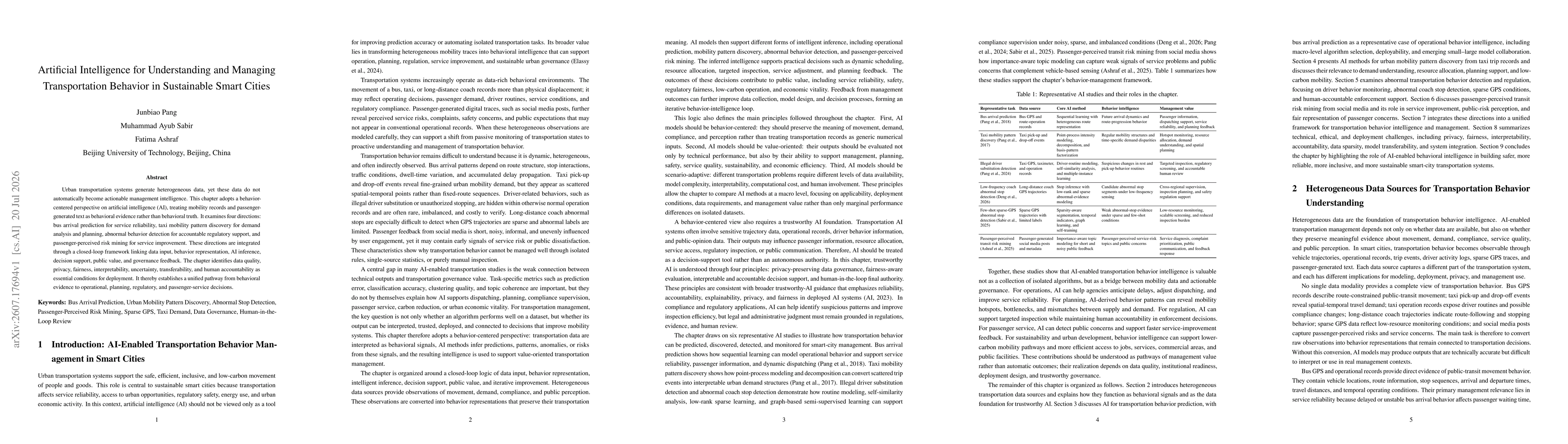 Thumbnail for Artificial Intelligence for Understanding and Managing Transportation Behavior in Sustainable Smart Cities