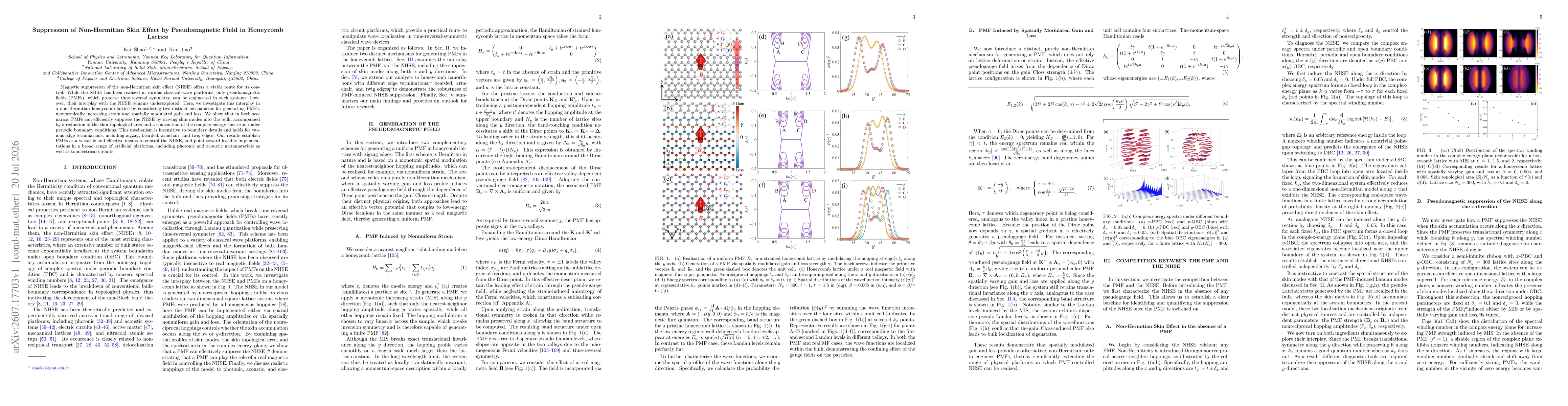 Thumbnail for Suppression of Non-Hermitian Skin Effect by Pseudomagnetic Field in Honeycomb Lattice