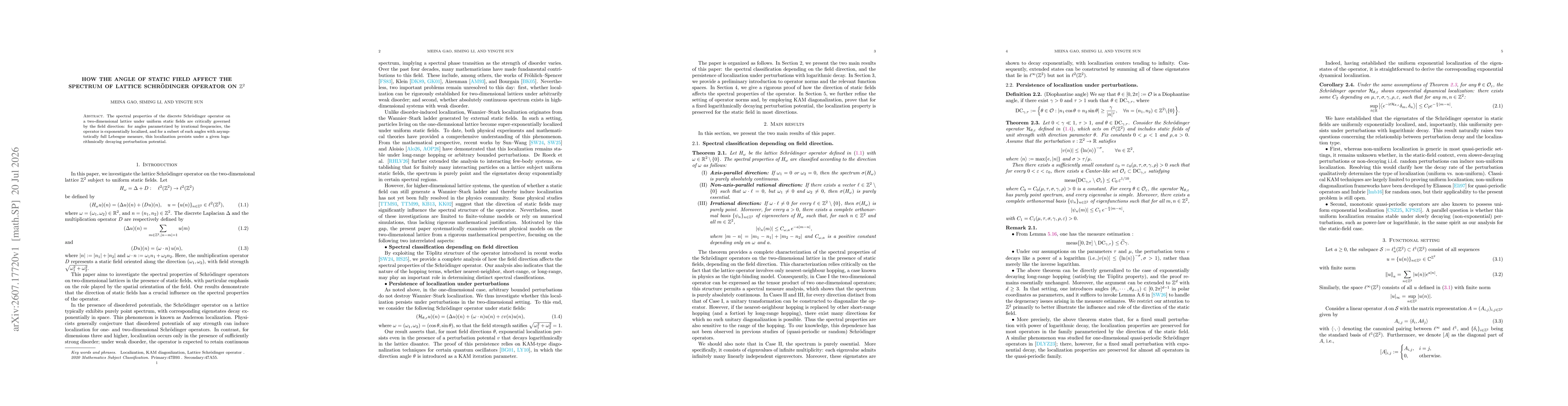 Thumbnail for How the Angle of Static Field Affects the Spectrum of Lattice Schrodinger Operator on $\mathbb{Z}^2$