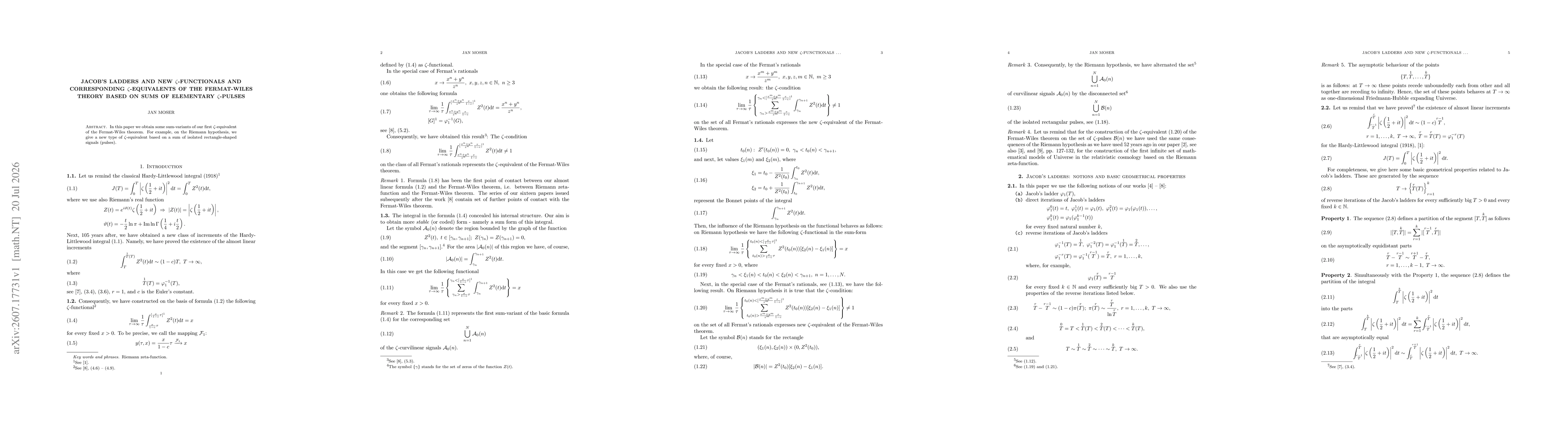Thumbnail for Jacob's ladders and new $ζ$-functionals and corresponding $ζ$-equivalents of the Fermat-Wiles theory based on sums of elementary $ζ$-pulses