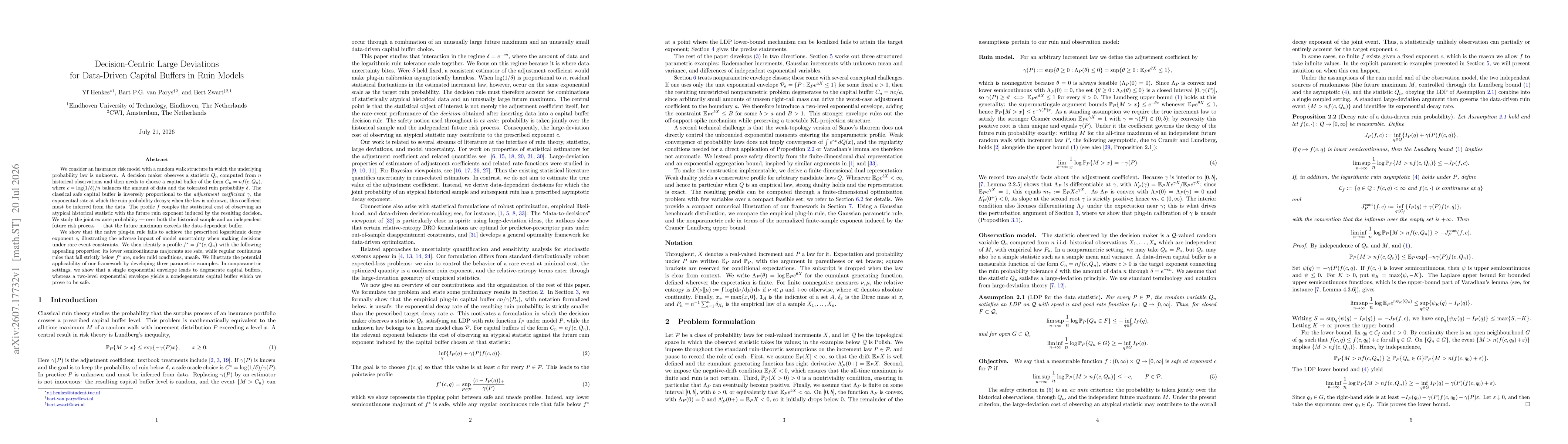Thumbnail for Decision-Centric Large Deviations for Data-Driven Capital Buffers in Ruin Models