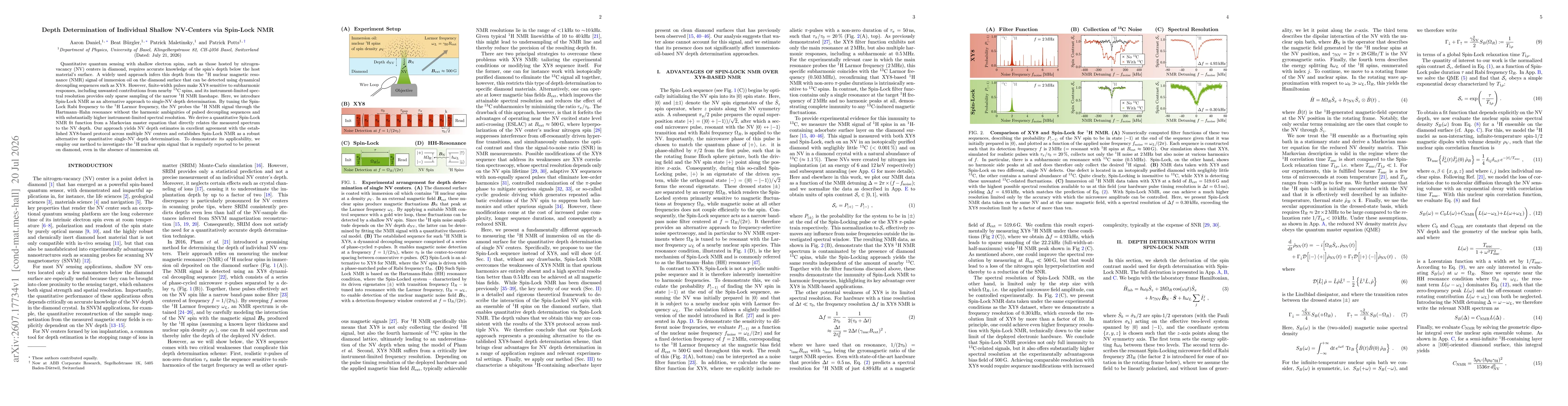 Thumbnail for Depth Determination of Individual Shallow NV-Centers via Spin-Lock NMR