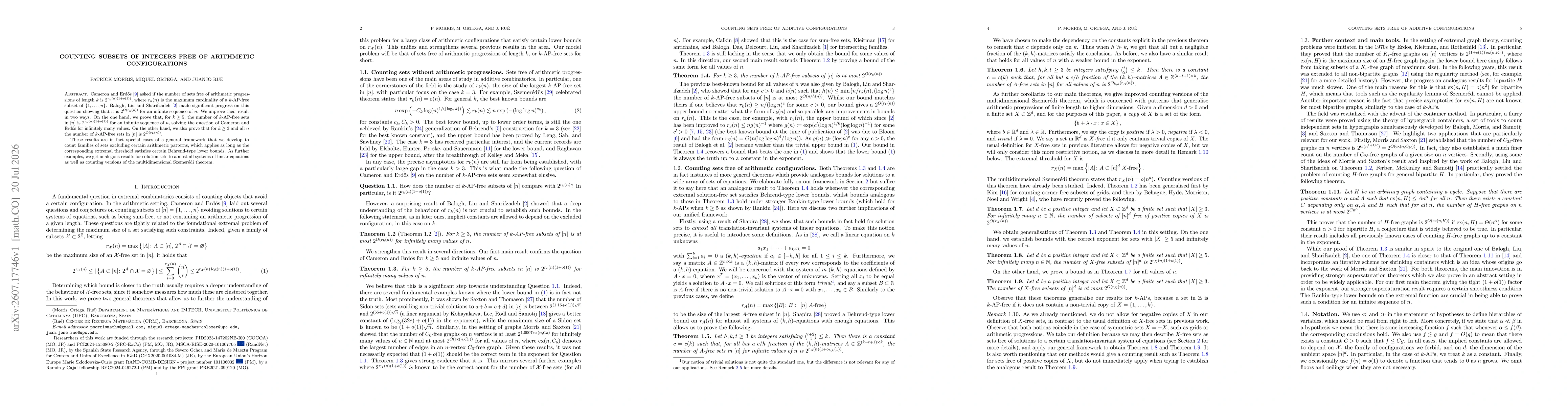 Thumbnail for Counting subsets of integers free of arithmetic configurations
