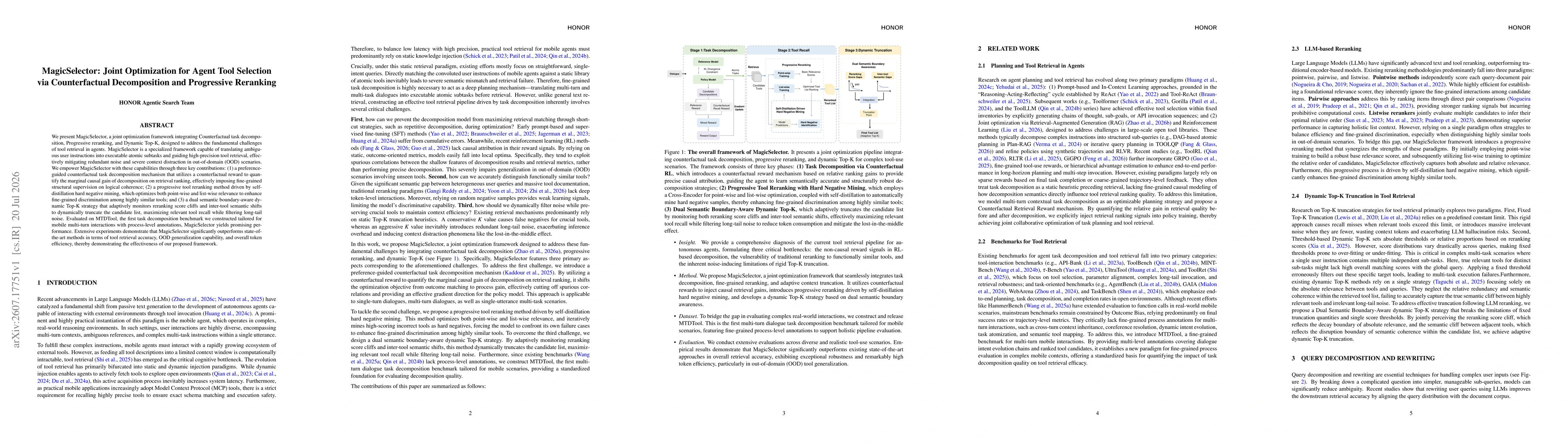 Thumbnail for MagicSelector: Joint Optimization for Agent Tool Selection via Counterfactual Decomposition and Progressive Reranking