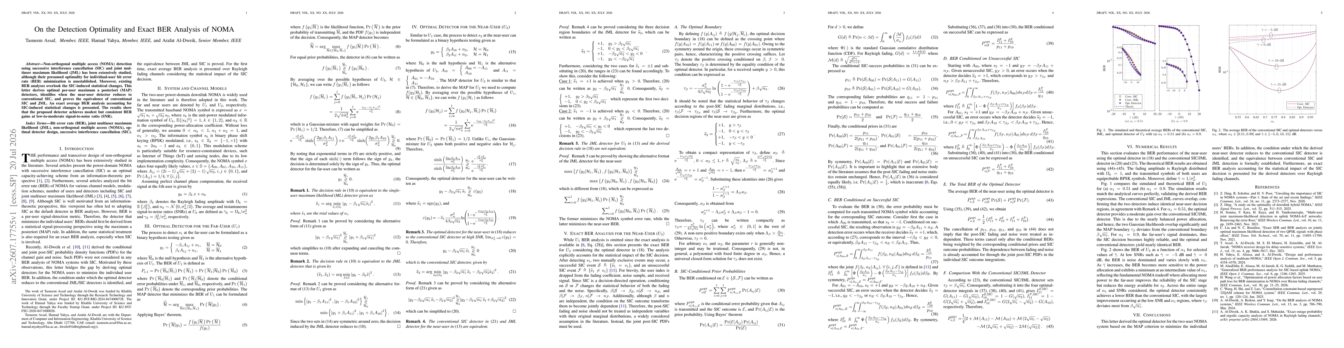 Thumbnail for On the Detection Optimality and Exact BER Analysis of NOMA