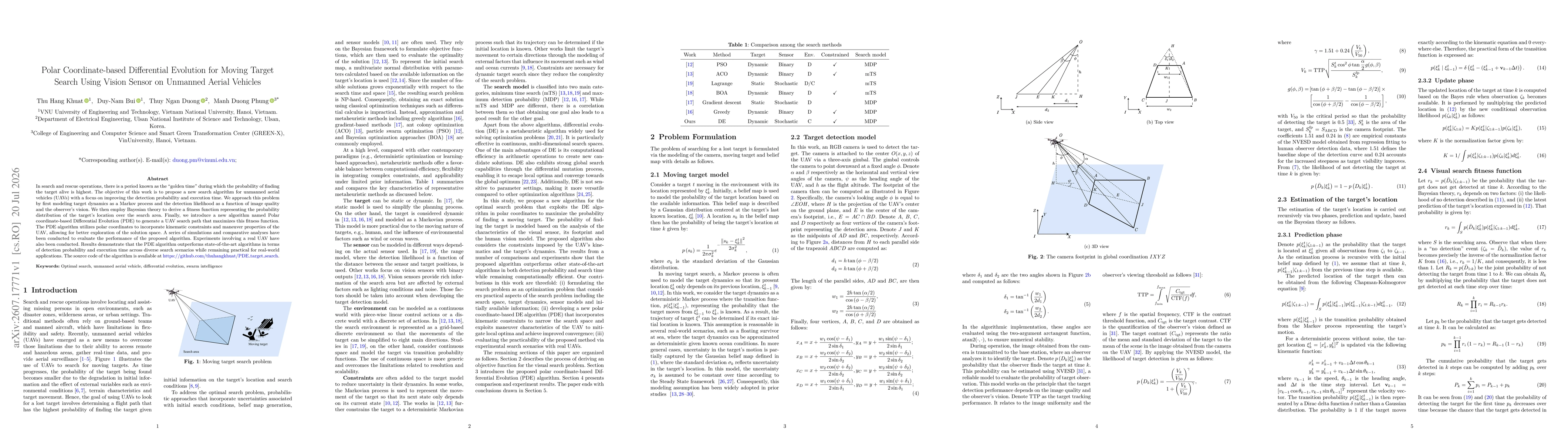 Thumbnail for Polar Coordinate-based Differential Evolution for Moving Target Search Using Vision Sensor on Unmanned Aerial Vehicles