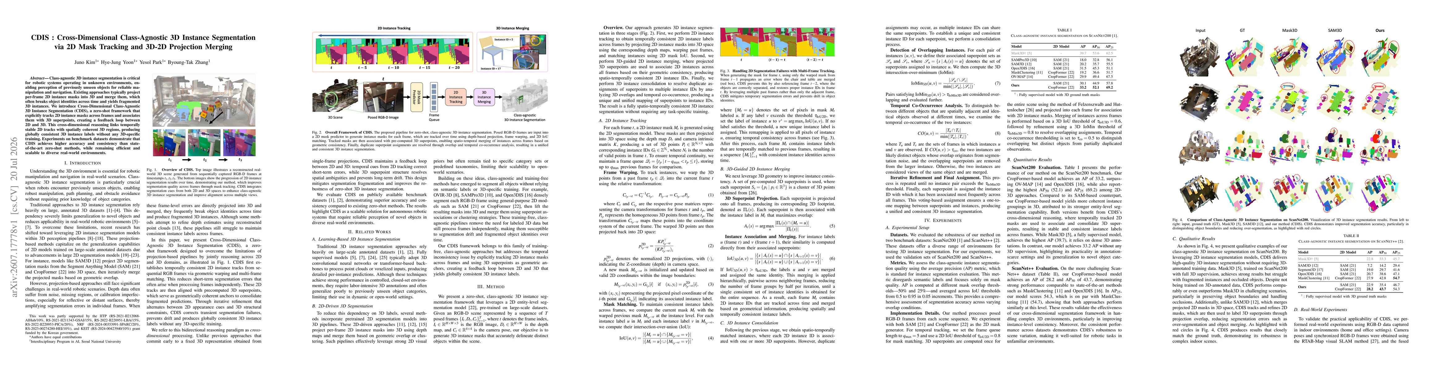 Thumbnail for CDIS: Cross-Dimensional Class-Agnostic 3D Instance Segmentation via 2D Mask Tracking and 3D-2D Projection Merging
