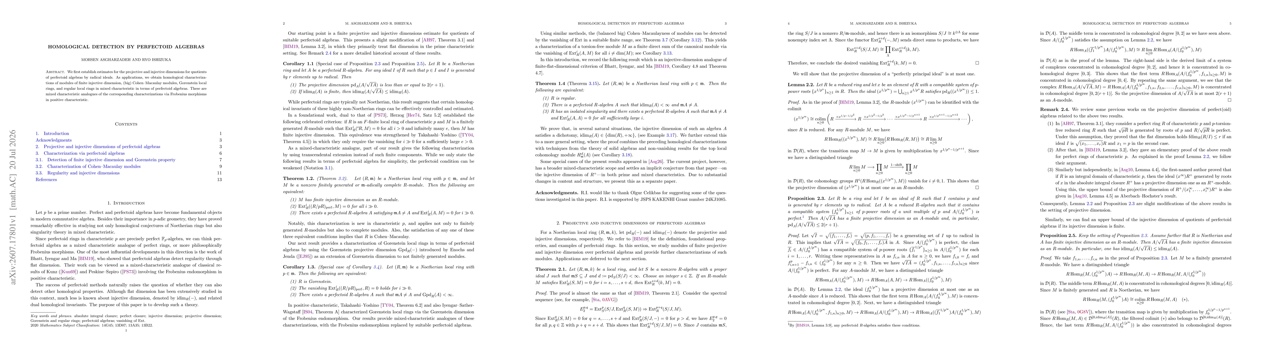 Thumbnail for Homological Detection by Perfectoid Algebras