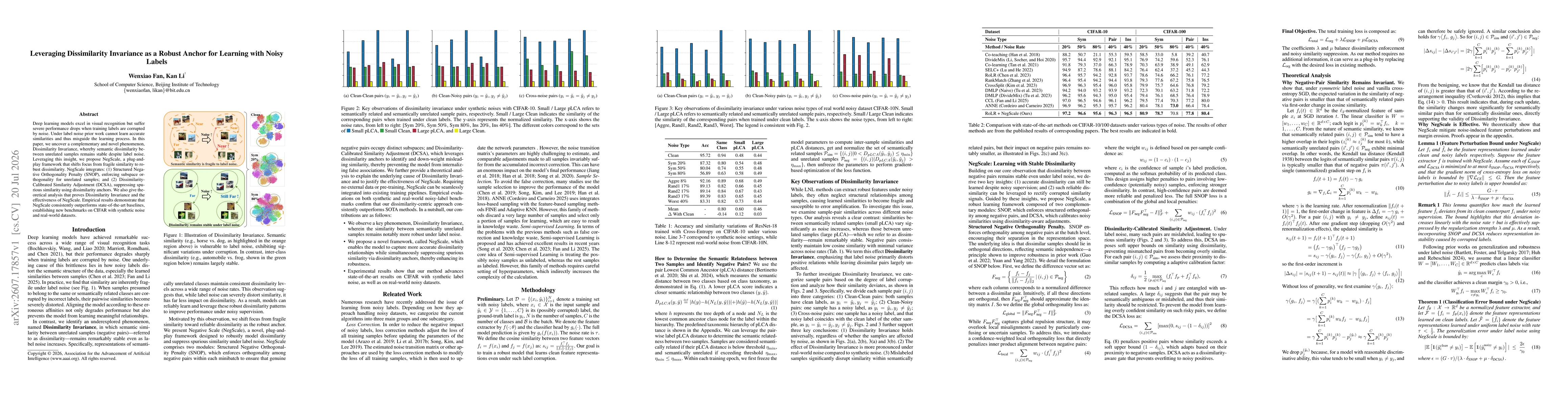 Thumbnail for Leveraging Dissimilarity Invariance as a Robust Anchor for Learning with Noisy Labels