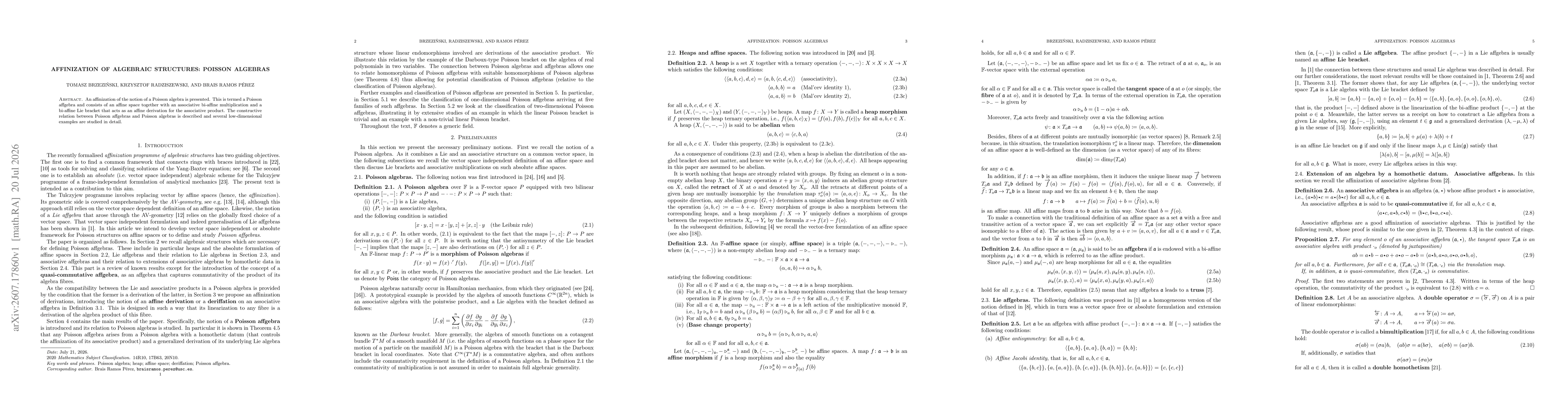 Thumbnail for Affinization of algebraic structures: Poisson algebras